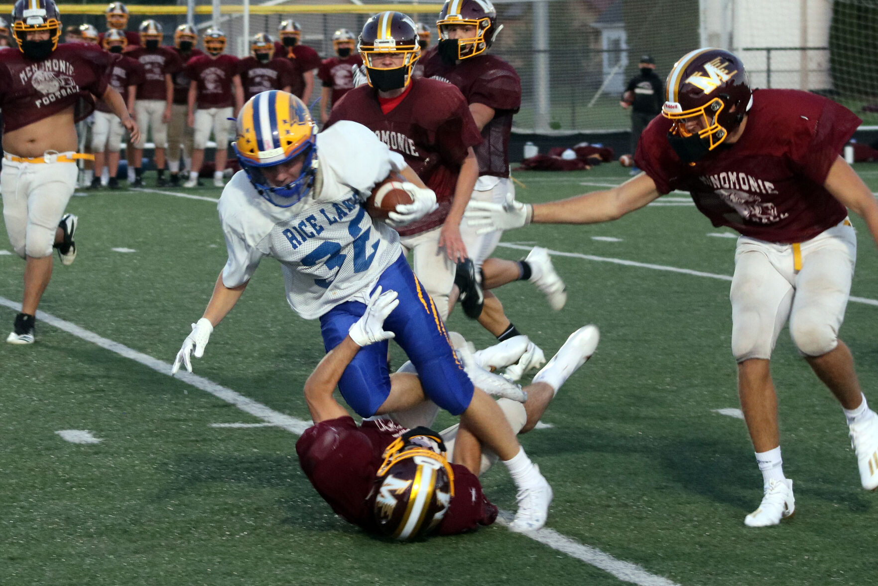 Rice Lake football scrimmage vs. Menomonie 9-18-20